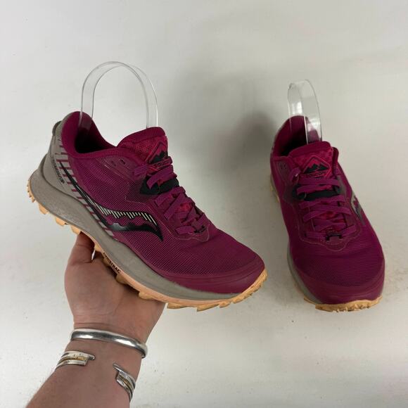 Saucony Peregrine 11 Sneakers Women's 7 Cranberry Red Running Athletic Shoes - Picture 1 of 10